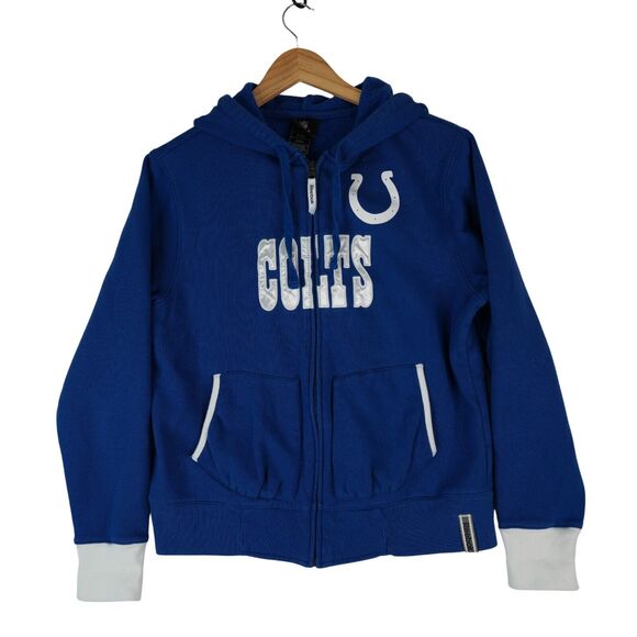 NFL Team Apparel Reebok Indianapolis Colts Womens L Full Zip Hoodie Sweatshirt - Picture 1 of 7